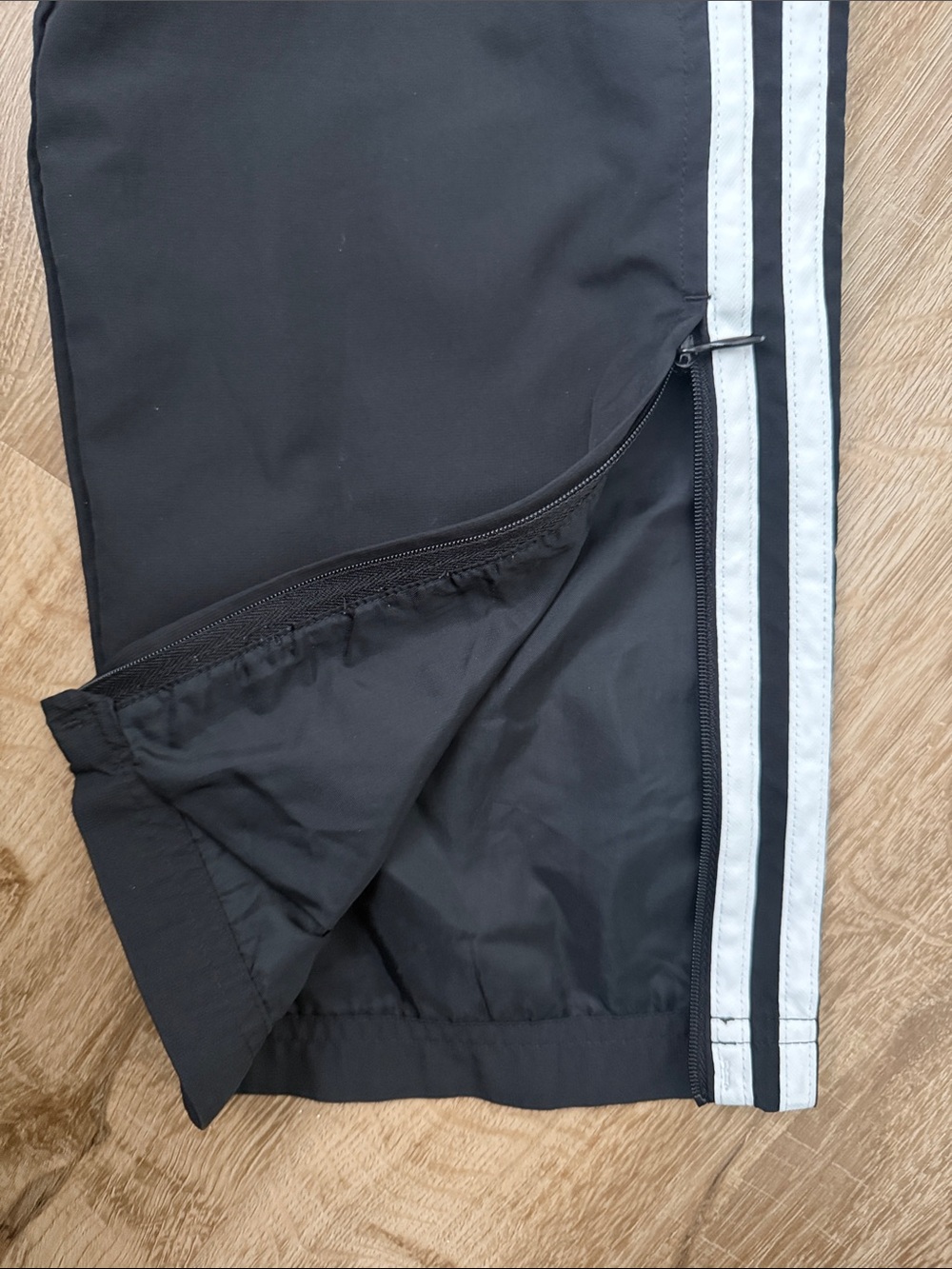 Adidas Black Track Pants with White Side Stripes, Size XS - Picture 6 of 9